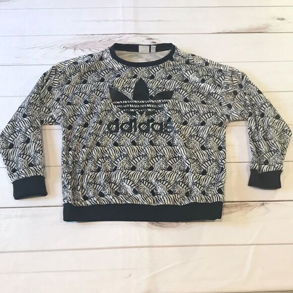 Adidas Black and White Zebra Kids Pullover - Picture 1 of 9